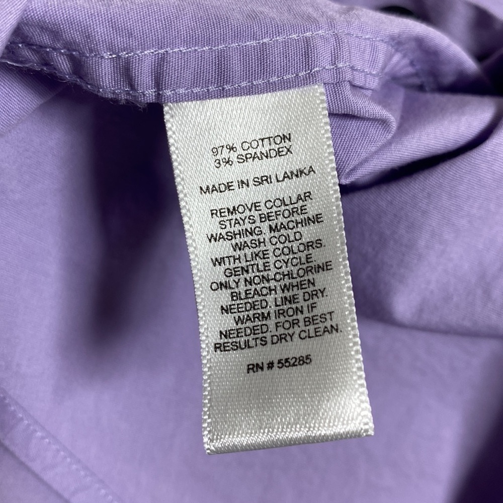 Express Men's Medium Long Sleeve Button Lavender Fitted Shirt with Stretch - Picture 7 of 9